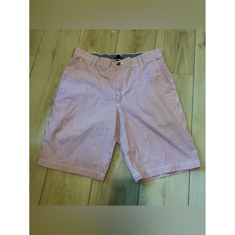 IZOD Men's Seersucker Shorts Red White‎ Striped Casual Summer Wear Size 34